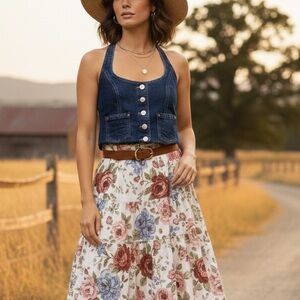 Forever 21 Blue Denim Crop Top